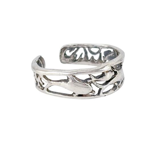 Vintage Shube Sterling Silver 925 Dolphin Cutout Open-Back Toe Ring Size 4 - Picture 4 of 10